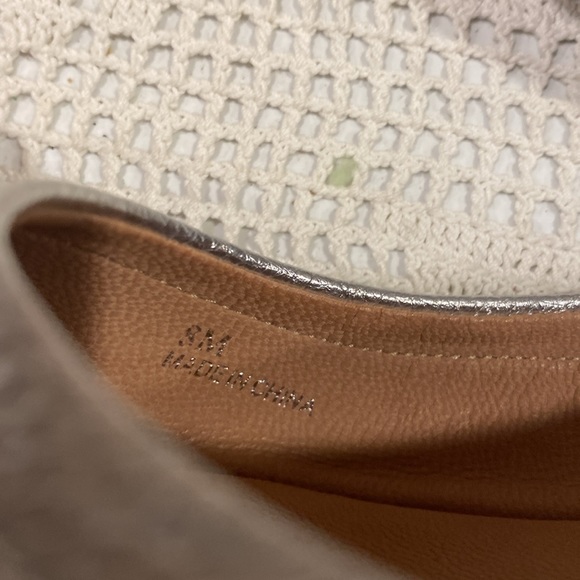 Lines Paola Leather Silver Metallic Pointy Toe Ballerina Slipper Flats, Size 8M - Picture 4 of 10